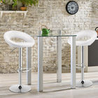 White Color Adjustable Bar Stool Chair PU Leather Swivel In Polished Leg