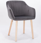 Grey Velvet Mid Back Oak Comfortable Padded Dining Chairs