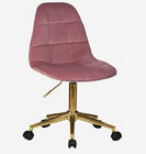 Golden Pink Velvet Swivel Chair Office Home Adjustable Height In Polished Leg