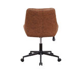 Easy Cleaning Leather Brown PU Office Desk Chair Upholstered With Padded Seat And Comfortable Back