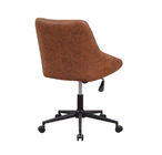 Easy Cleaning Leather Brown PU Office Desk Chair Upholstered With Padded Seat And Comfortable Back