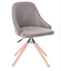 Square Velvet Grey Upholstered Office Chair With Wooden Swivel Leg