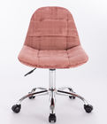 Blush Pink Velvet Upholstered Home Office Chair Wood With Swivel Adjustable Height Leg
