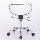 Leather Modern Upholstered Office Chair 46.5-57.5cm Round Frame With Swivel Adjustable Chrome Leg And Castors