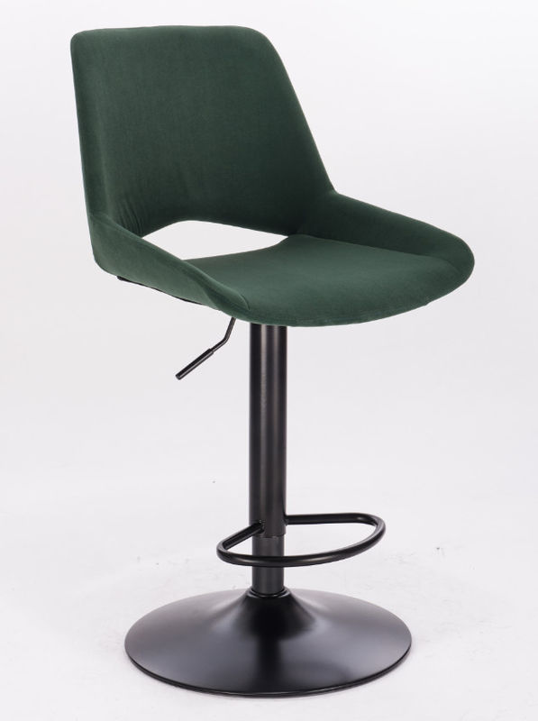 Counter Height Adjustable Bar Stool Chair Velvet Swivel Bar Stools With Black Metal Base